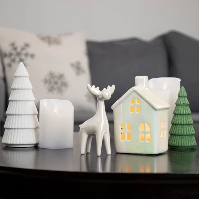 Northlight 5.5" Pearlized Cream Ceramic Moose Christmas Figure 1 Northlight 5.5" Pearlized Cream Ceramic Moose Christmas Figure