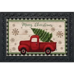 Merry Christmas Pickup Truck Doormat Indoor Outdoor 30" X 18" Briarwood Lane