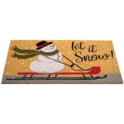 Northlight Brown And White Snowman Let It Snow Rectangular Coir Christmas Doormat 18" X 30" -Northlight Holiday Outlet Store GUEST 9d32199c 07ee 4c99 b536 93787e713a0a