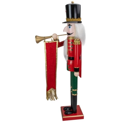 Northlight 36" Red And Green Christmas Nutcracker Soldier With Horn 3 Northlight 36" Red And Green Christmas Nutcracker Soldier With Horn - Image 3