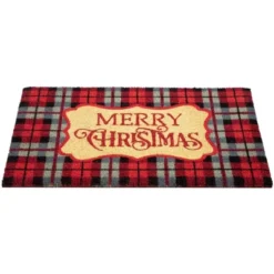 Northlight Red And Black Plaid "Merry Christmas" Rectangular Doormat 18" X 30" -Northlight Holiday Outlet Store GUEST 9e84654b b9f7 4cf8 8800 090bc247b92b