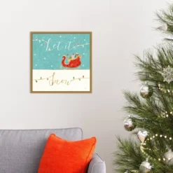 16" X 16" Let It Snow Christmas Sleigh By Veronique Charron Framed Canvas Wall Art - Amanti Art -Northlight Holiday Outlet Store GUEST a01d9249 2f85 4e6e a4ae 3c3d7e5470c0