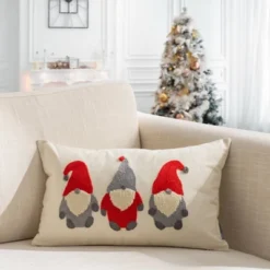 12"x20" Oversize Christmas Elves Applique Embroidered Lumbar Throw Pillow Ivory - Evergrace -Northlight Holiday Outlet Store GUEST a19dddda 780c 4a45 a6a3 9ed5da2254fe