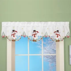 Collections Etc Snowman Cardinal Window Curtain Christmas Decoration
