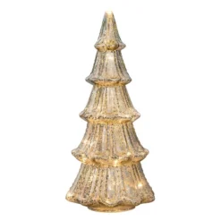 Faux Pre-Lit LED Mercury Glass Christmas Tree Decorative Holiday Scene Props Silver - Haute Décor