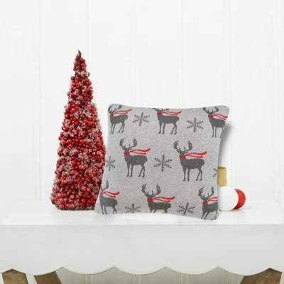 C&F Home 20" X 20" Deer Scarf Christmas Holiday Knitted Throw Pillow 4 C&F Home 20" X 20" Deer Scarf Christmas Holiday Knitted Throw Pillow - Image 4