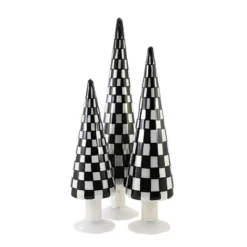 Christmas 18.0" Black Trees Set Of 3 Checkered Glass Tree Cody Foster - Decorative Sculptures