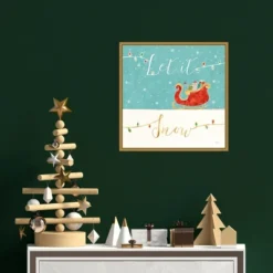16" X 16" Let It Snow Christmas Sleigh By Veronique Charron Framed Canvas Wall Art - Amanti Art -Northlight Holiday Outlet Store GUEST b8606eab 6994 4cff bb2c f1a1d503fc1a