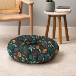 Ninola Design Christmas Botanical Charcoal Round Floor Pillow - Deny Designs -Northlight Holiday Outlet Store GUEST b8d0fd07 bba6 4fd9 b8f9 b361034f3d2b