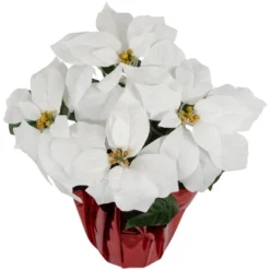Northlight 14.5" White Artificial Christmas Poinsettia With Red Wrapped Base 7 Northlight 14.5" White Artificial Christmas Poinsettia With Red Wrapped Base -Northlight Holiday Outlet Store GUEST b90db057 65d5 493c 9476 f2cded499663