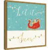 16" X 16" Let It Snow Christmas Sleigh By Veronique Charron Framed Canvas Wall Art - Amanti Art