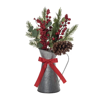 Transpac Artificial 19 In. Multicolored Christmas Twig Berry Eucalyptus Pitcher Arrangement 1 Transpac Artificial 19 In. Multicolored Christmas Twig Berry Eucalyptus Pitcher Arrangement