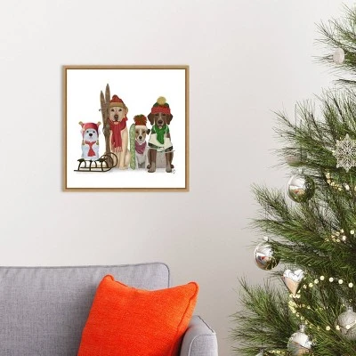 16" X 16" Christmas Dogs Winter Sports Fans By Fab Funky Framed Canvas Wall Art - Amanti Art 4 16" X 16" Christmas Dogs Winter Sports Fans By Fab Funky Framed Canvas Wall Art - Amanti Art - Image 4