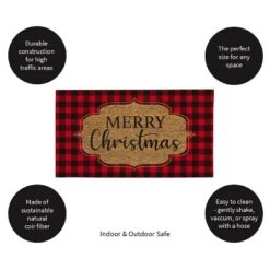 Evergreen Buffalo Check Christmas Indoor Outdoor Natural Coir Doormat 1'4"x2'4" Red -Northlight Holiday Outlet Store GUEST c22bbf96 8462 428d 8a89 e83e0f8c4955
