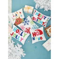 C&F Home Merry And Bright Hooked Christmas Throw Pillow -Northlight Holiday Outlet Store GUEST c2ba1470 977c 49bb 9e9b 4ecea7111412