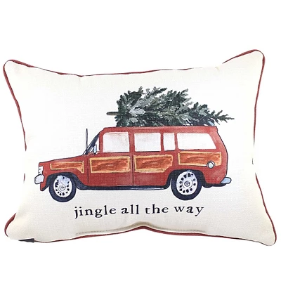 Christmas 19.0" Jingle All The Way Pillow. Station Wagon Tree Home Decor Little Birdie The Little Birdie - Decorative Pillow 1 Christmas 19.0" Jingle All The Way Pillow. Station Wagon Tree Home Decor Little Birdie The Little Birdie - Decorative Pillow