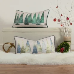 14"x26" Oversized Modern Christmas Trees With Pearls And Embroidery Lumbar Throw Pillow - Edie@Home -Northlight Holiday Outlet Store GUEST c6cba4d8 a1d3 42ba a766 fad2dd46c9cc