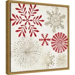 16" X 16" Christmas Snowflakes By PI Studio Framed Canvas Wall Art - Amanti Art