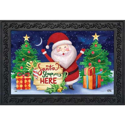 Santa Stop Here Christmas Doormat Presents Holiday 30" X 18" Briarwood Lane 1 Santa Stop Here Christmas Doormat Presents Holiday 30" X 18" Briarwood Lane
