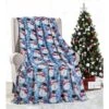 Kate Aurora Holiday Living Winter Blues Snowman Christmas Ultra Soft And Plush Throw Blanket