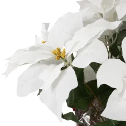 Northlight 22" White Artificial Christmas Poinsettia Flowers With Red Wrapped Base -Northlight Holiday Outlet Store GUEST d26babd3 94a5 4d30 aec4 93fd4590dc8a