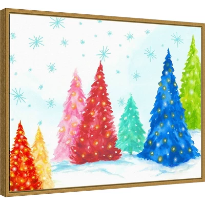 24" X 18" Magic Christmas Trees I By PI Studio Framed Canvas Wall Art - Amanti Art 1 24" X 18" Magic Christmas Trees I By PI Studio Framed Canvas Wall Art - Amanti Art