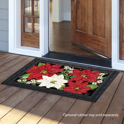 Briarwood Lane Festive Poinsettias Christmas Doormat Floral Holiday Indoor Outdoor 30" X 18" 2 Briarwood Lane Festive Poinsettias Christmas Doormat Floral Holiday Indoor Outdoor 30" X 18" - Image 2