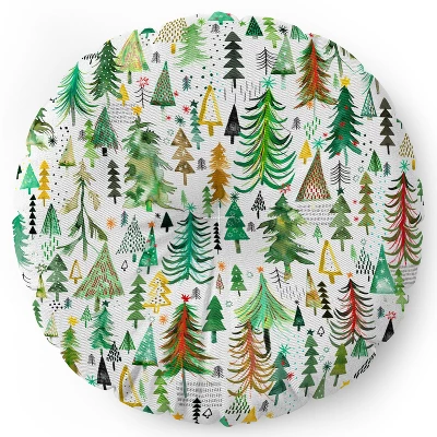 Ninola Design Colorful Christmas Trees Yuletide Round Floor Pillow - Deny Designs 1 Ninola Design Colorful Christmas Trees Yuletide Round Floor Pillow - Deny Designs