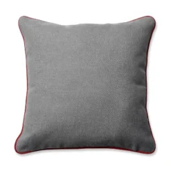 16.5" X16.5" Snowy Christmas Square Throw Pillow Red/Gray - Pillow Perfect