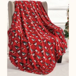 Noble House Christmas Festive And Cheery Holiday Super Soft Ultra Comfy Microplush Throw Blanket 50"x60" -Northlight Holiday Outlet Store GUEST ed9781b7 a6d9 4580 a810 703747fe08fd