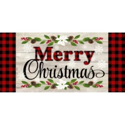 Evergreen Christmas Sentiments Sassafras Indoor Outdoor Switch Doormat 1'10"x10" Beige