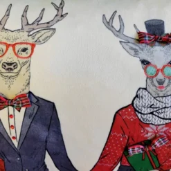 14"x26" Oversized 'Mr & Mrs. Reindeer' Christmas Lumbar Throw Pillow - Edie@Home -Northlight Holiday Outlet Store GUEST f1656fab 450b 4f6d 9526 60f9f01a2efc