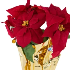 Northlight 16" Red Artificial Christmas Poinsettia Arrangement With Gold Wrapped Pot -Northlight Holiday Outlet Store GUEST f5e0f2b5 ac52 4c24 b25e 3663c216e5d7