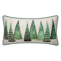 14"x26" Oversized Modern Christmas Trees With Pearls And Embroidery Lumbar Throw Pillow - Edie@Home -Northlight Holiday Outlet Store GUEST f707b213 e35e 4e7f 848a f92a226618aa