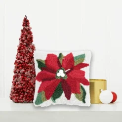 C&F Home 8" X 8" Poinsettia Hooked Petite Christmas Holiday Throw Pillow 8 C&F Home 8" X 8" Poinsettia Hooked Petite Christmas Holiday Throw Pillow -Northlight Holiday Outlet Store GUEST fe335f2a d398 484a 8ccd 0b8ae6180143